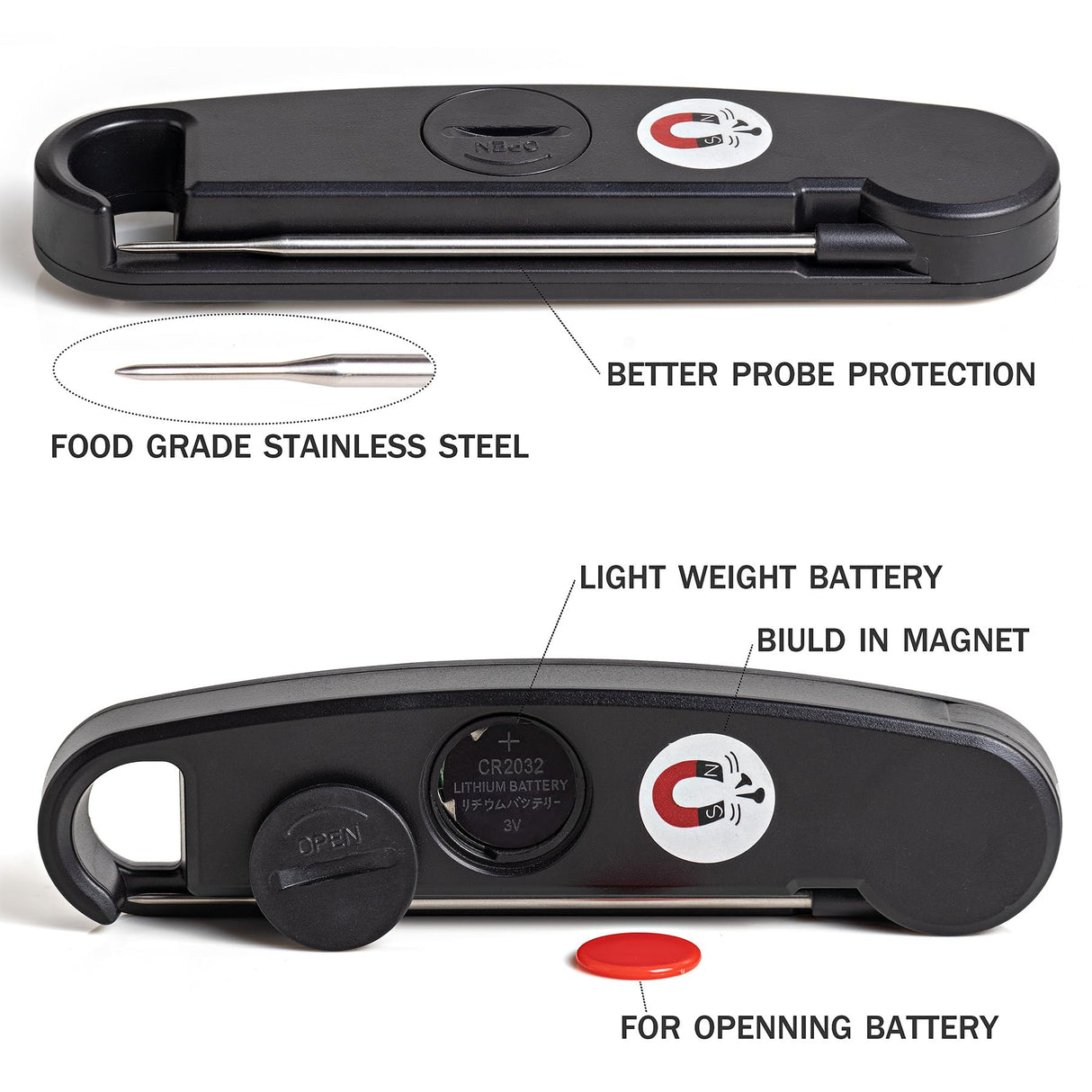 Meat Thermometer Digital, Meat Thermometers for Grilling, Food Thermometer with Backlight, Instant Read Thermometer for Grill Candy and Cooking LILYWARE