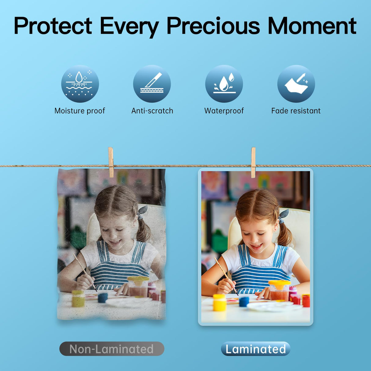 Raycial Laminator Machine A4, Laminating Machine with 50 Laminating Pouches, Hot and Cold Thermal Laminator, 4-in-1 Lamination Machine with 5 Laminating Modes and Auto-Off for Home Office School Use Raycial