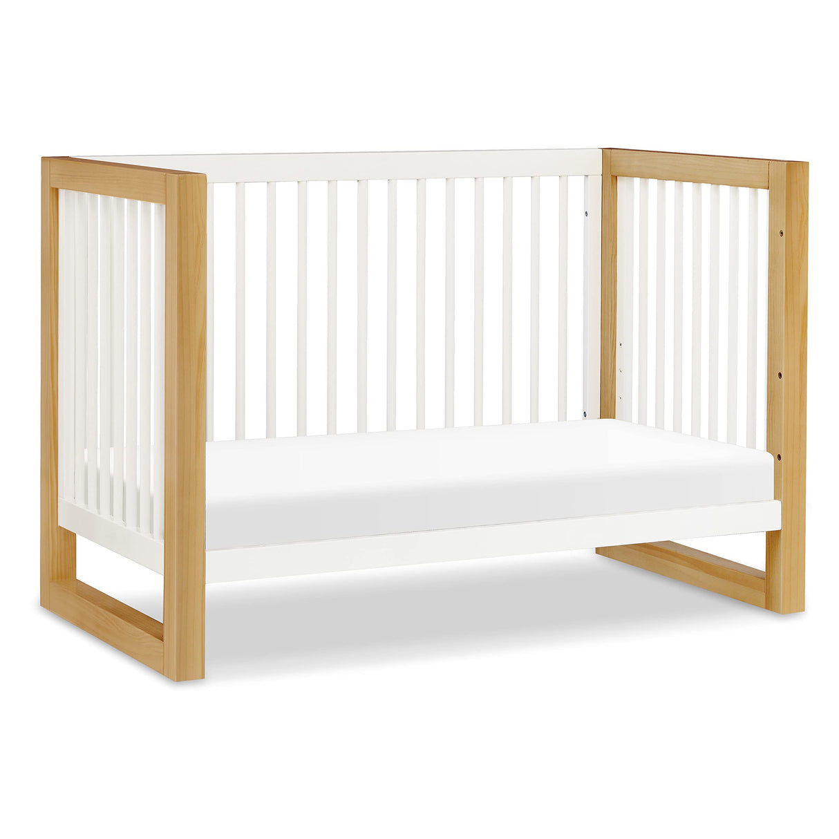 NAMESAKE Nantucket 3-in-1 Convertible Crib with Toddler Bed Conversion Kit in Warm White and Honey, Greenguard Gold Certified (M23301RWHY) NAMESAKE