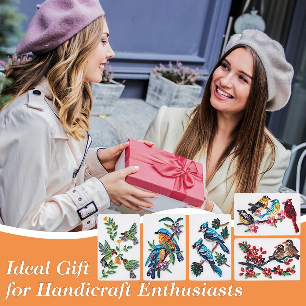 WEBEEDY 20 Sets Paper Quilling Kit for Adults Beginners DIY 5 Styles Birds Quilling Card Kit Animals Greeting Card Making Kit with Instruction DIY Quilling Supplies for Halloween Christmas Party Gifts WEBEEDY