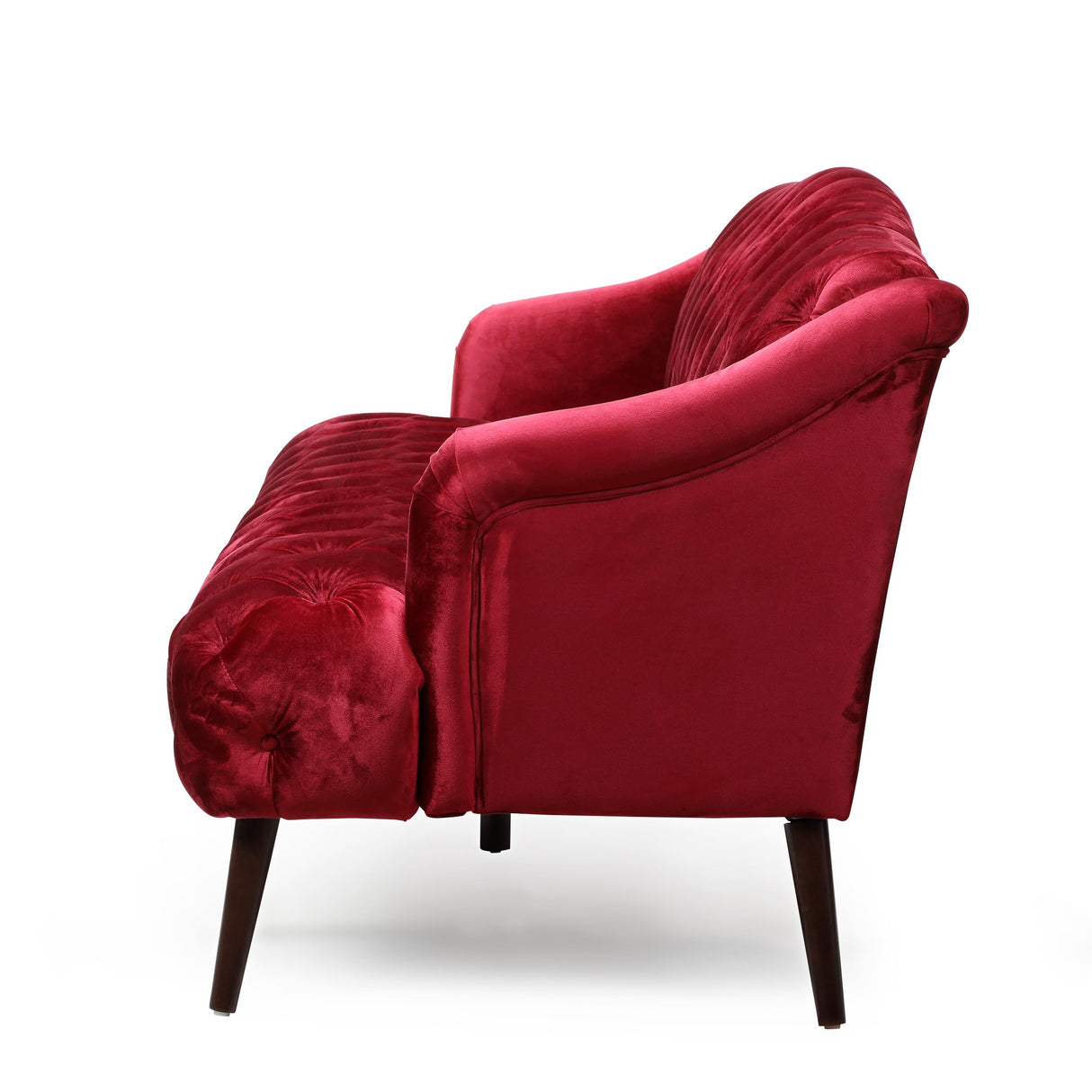 Christopher Knight Home Minxi Velvet Sofa Couch, Home Sofa Living Room with Birch Wood Legs, Comfort Modern 3 Seater Couch with Button Tufted Diamond Stitch, Luxury Chaise Lounge Chair, Wine Red Christopher Knight Home
