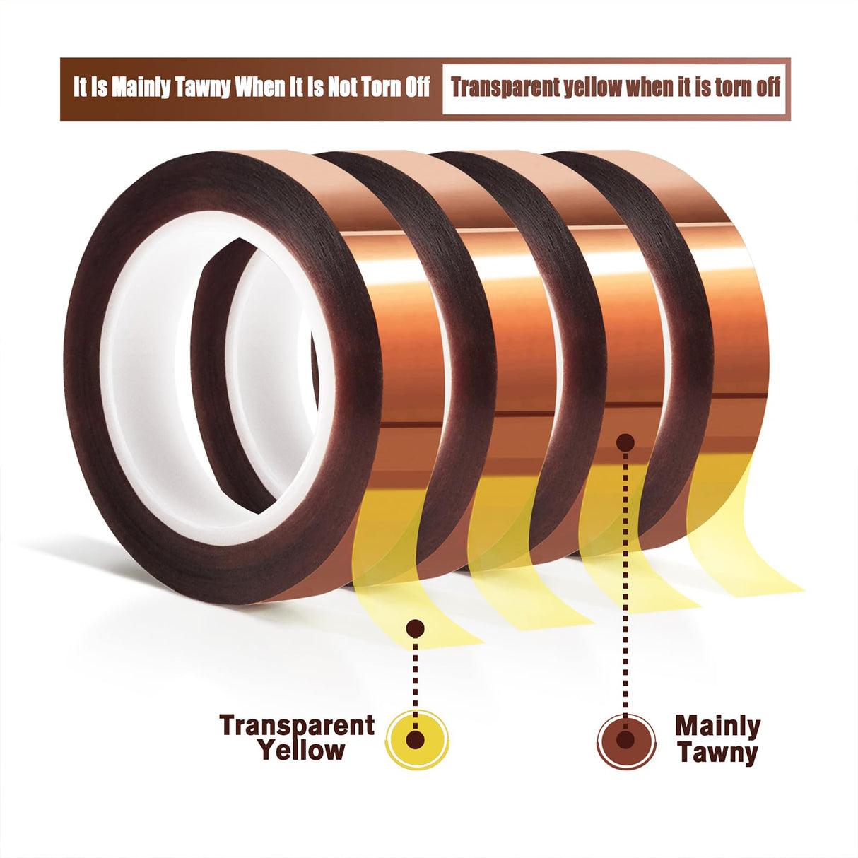 MEBMIK 4 Rolls 10mm x16m(52FT) Heat Tape High Temperature Heat Resistant Tape Heat Transfer Tape for Heat Sublimation Press Vinyl,No Residue MEBMIK