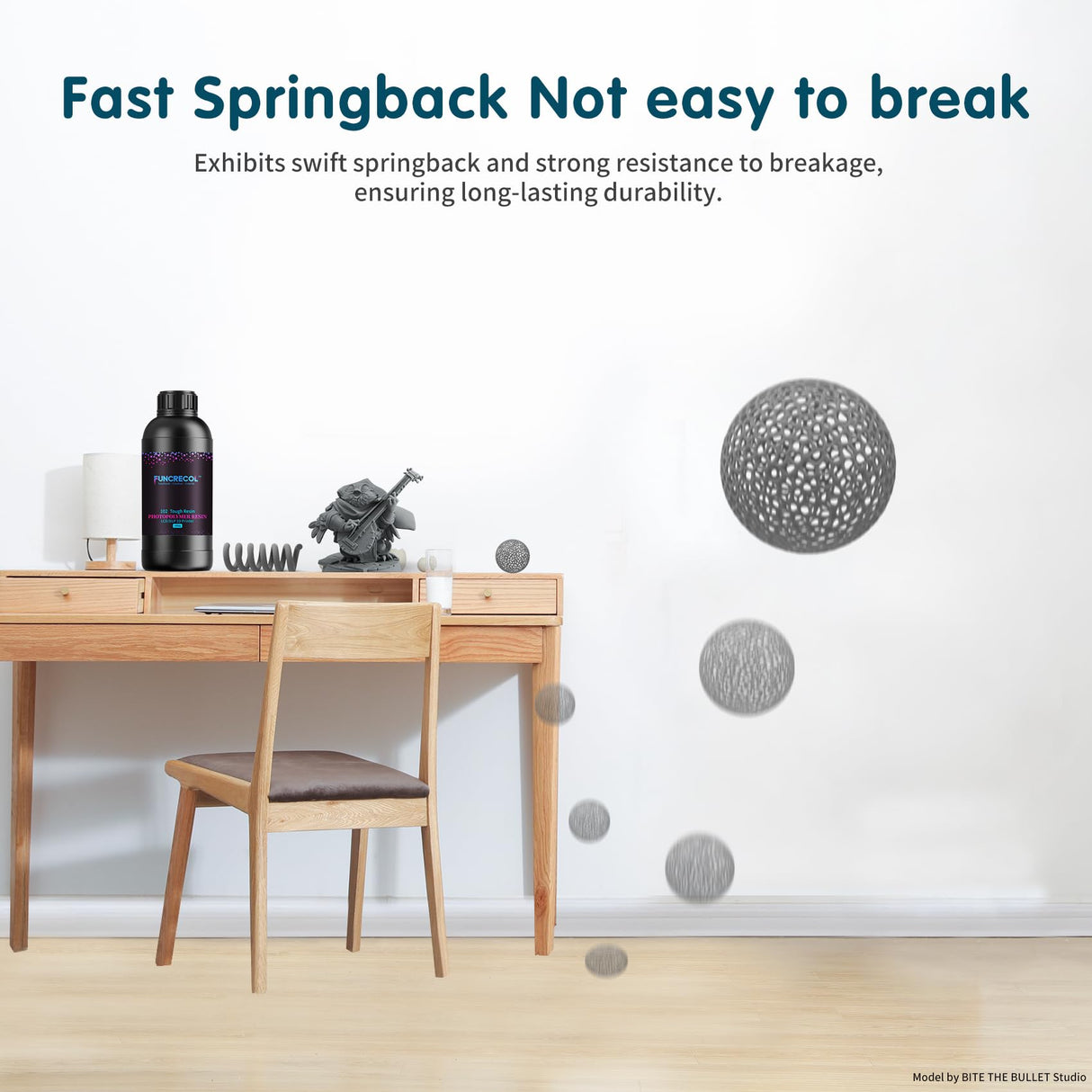 FUNCRECOL Tough Resin,Durable 3D Printer Resin with High Precision and High Toughness 365-405nm UV-Curing Resin Flexible Photopolymer Resin for LCD/DLP 3D Printing,1000G FUNCRECOL