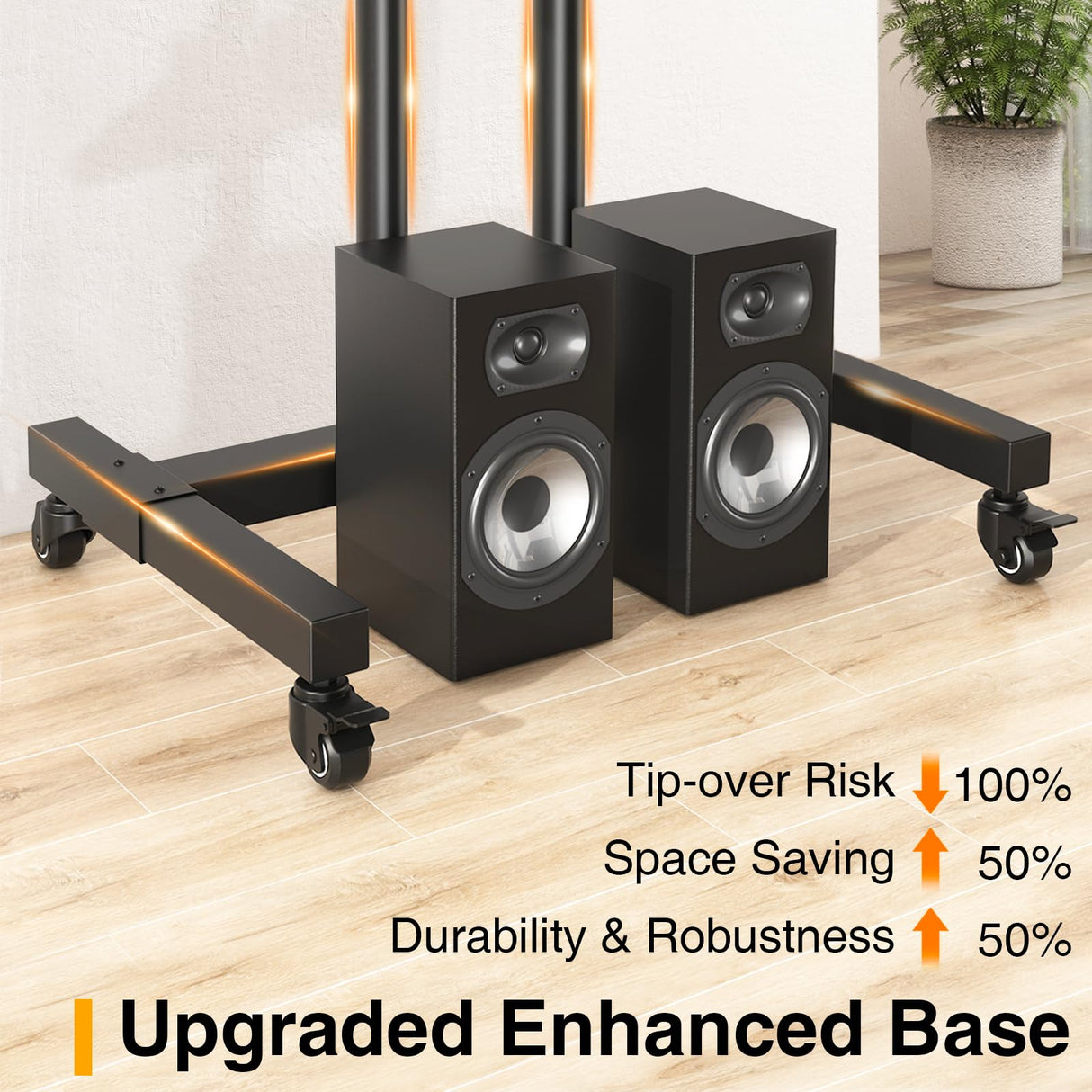 TVON Rolling TV Stand for 32-83 inch Flat Screen/Curved TVs up to 110 lbs, Height Adjustable Portable TV Stand on Wheels with Metal Laptop Shelf, TV Stands for Living Room, Home and Office Use TVON