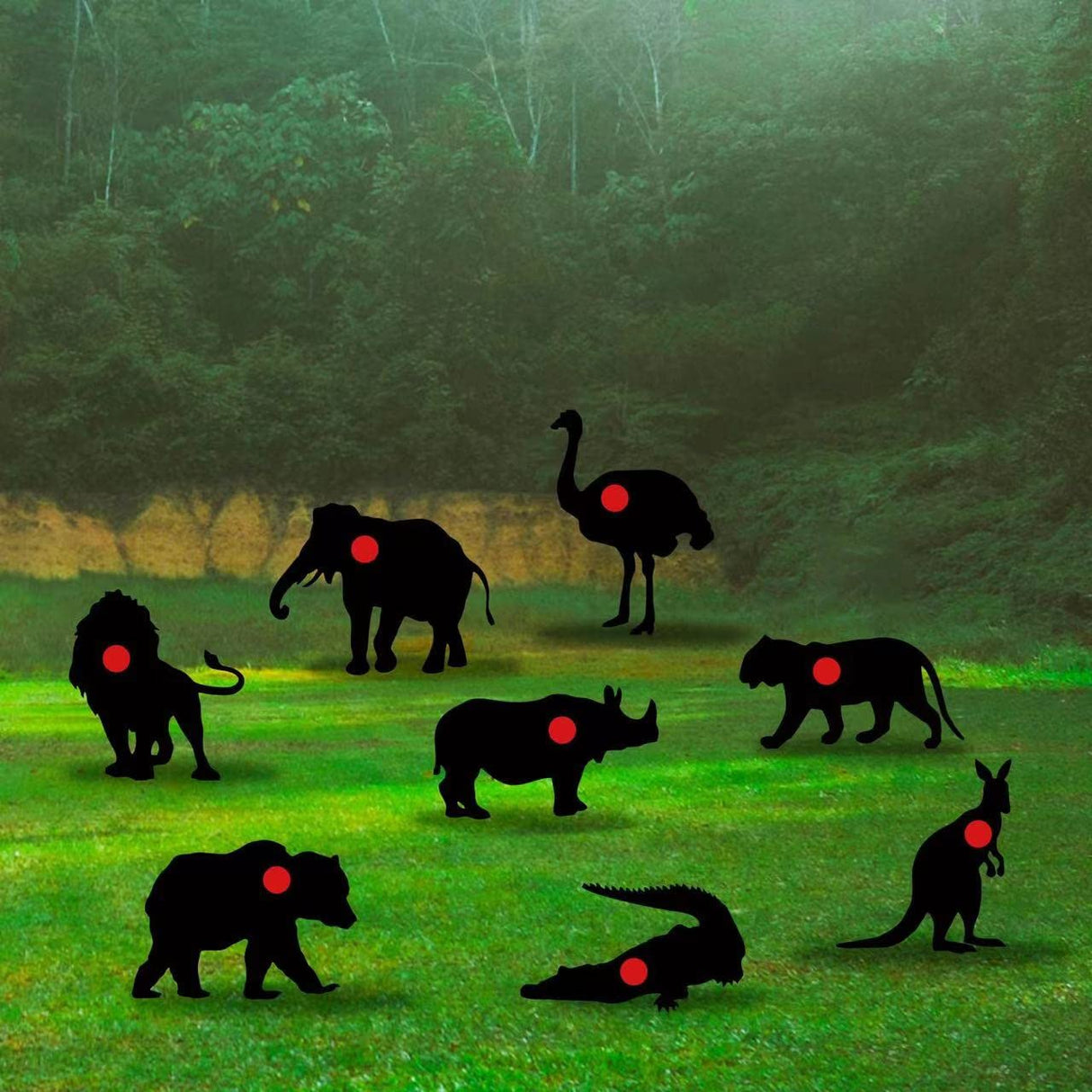 8 Animal Waterproof Targets, 12 * 16 inches, Different Black Animal Targets for Backyard, Field and Range use. Comes with Fiberglass mounting Posts. ZJWZYF