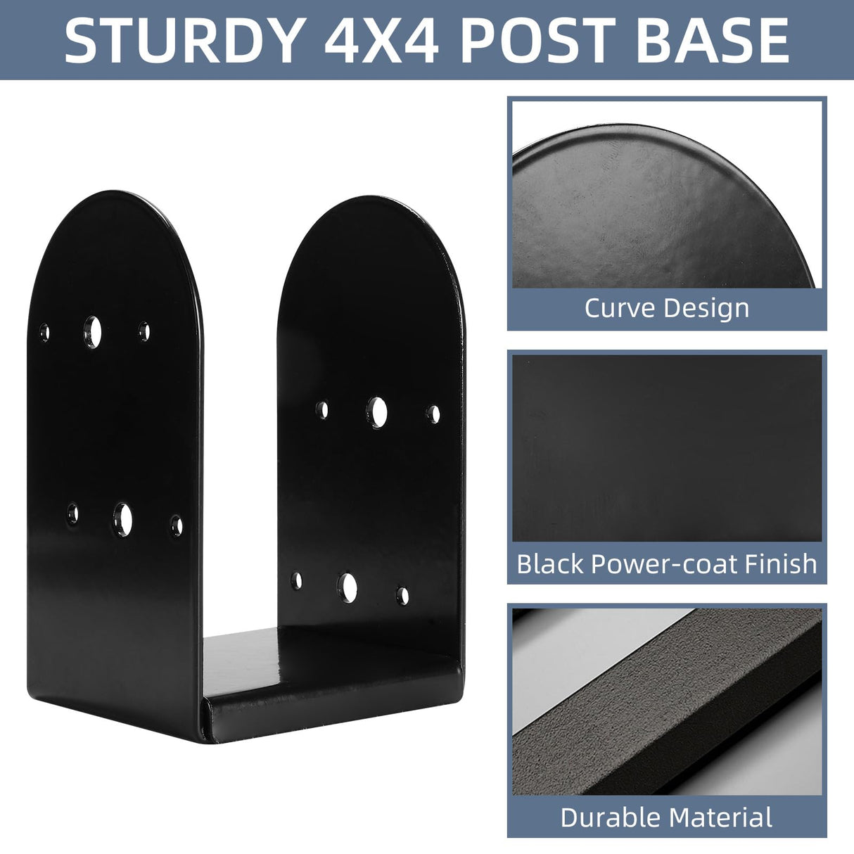 Rasugarlary 4"x 4" Post Base, 4Pcs Post Anchor Base (Internal 3.5 x 3.5") Adjustable 201 Steel Post Bracket for Wood Post Pavilion Deck Porch Handrail Railing Support Decorate Rasugarlary