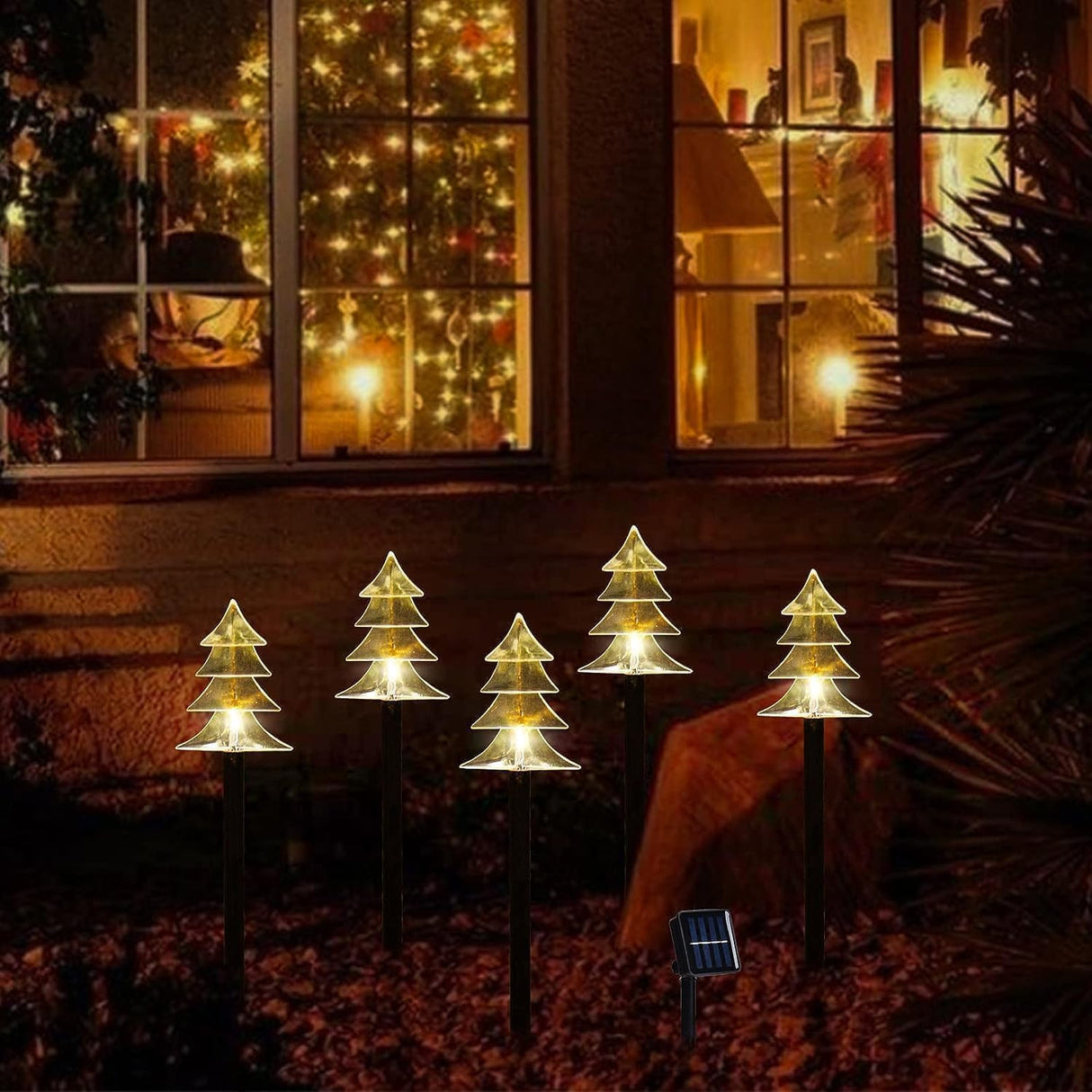 ILLUMINEW Outdoor Christmas Decorations, Solar Christmas Pathway Lights, Set of 5 Waterproof Landscape Christmas Lights, LED Lights for Yard Lawn Patio Walkway Decor ILLUMINEW