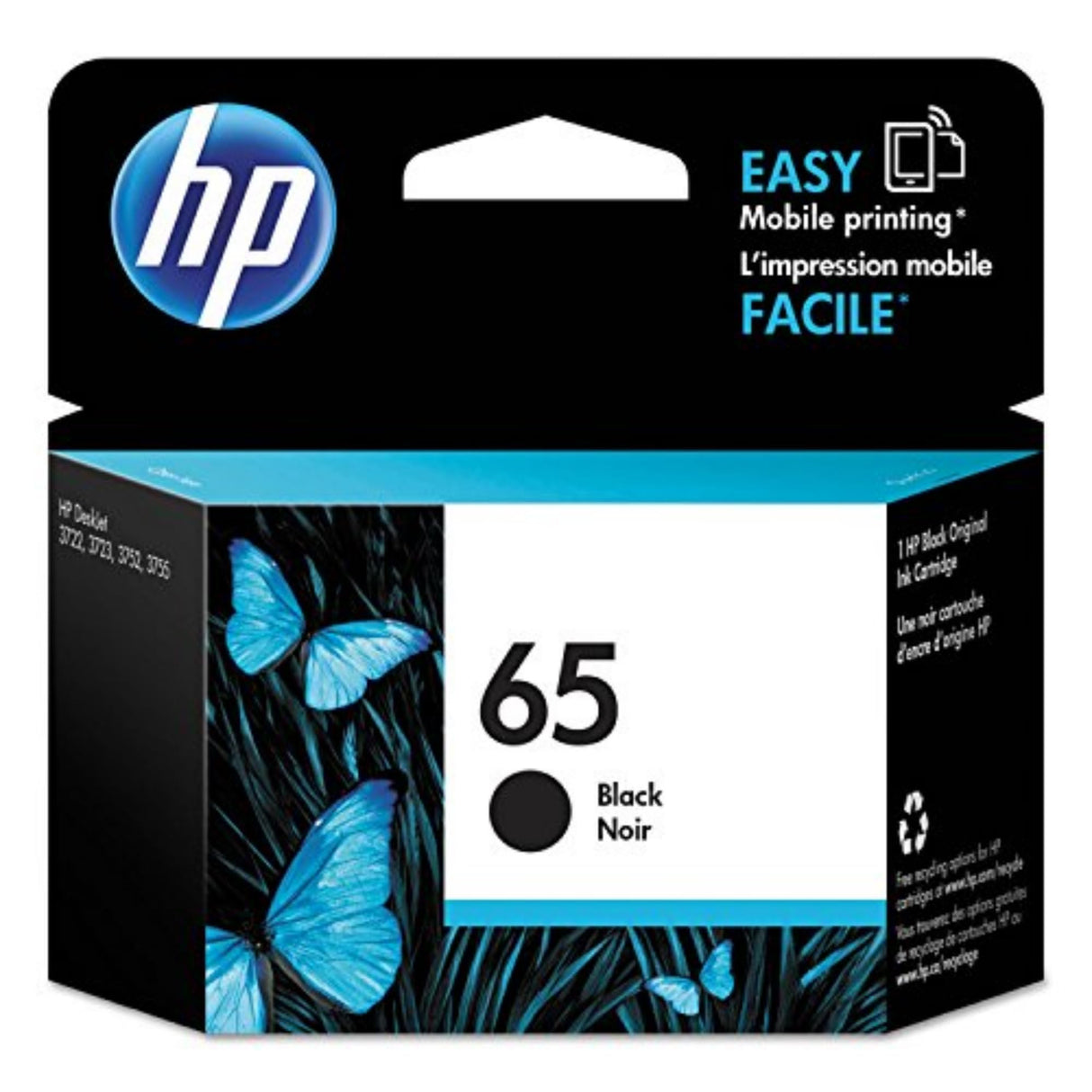 HP 65 Black Ink Cartridge | Works with HP AMP 100 Series, HP DeskJet 2600, 3700 Series, HP ENVY 5000 Series | Eligible for Instant Ink | N9K02AN HP
