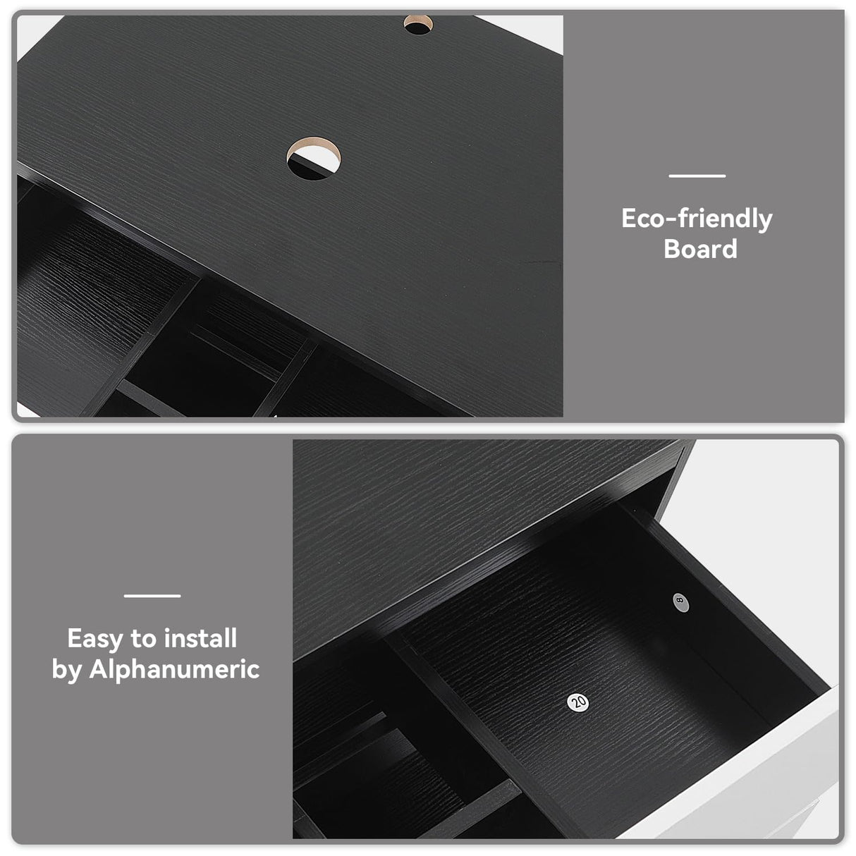 SOLIDEE 30-Inch Black and White Wall Mounted Bathroom Vanity Cabinet with 2 Drawers and Blue Boat Glass Sink SOLIDEE