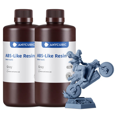 ANYCUBIC Water Washable ABS-Like 3D Printer Resin, High Toughness and Durability, High Precision and Easy to Post-Process, Low Odor, Wide Compatibility (Grey+Grey, 2kg)