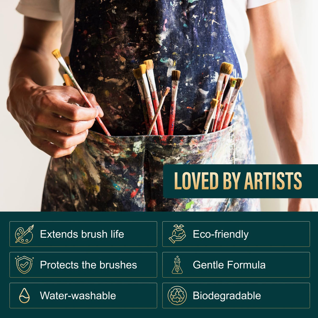 Bristle Magic Oil Paint Brush Cleaner and Restorer-Paintbrush Cleaner for Acrylic, Oil, and Glass Paints-Biodegradable, Non-Toxic, Odorless, Eco-Friendly, Quick-Clean Formula Paint Remover (32 Fl Oz) Bristle Magic