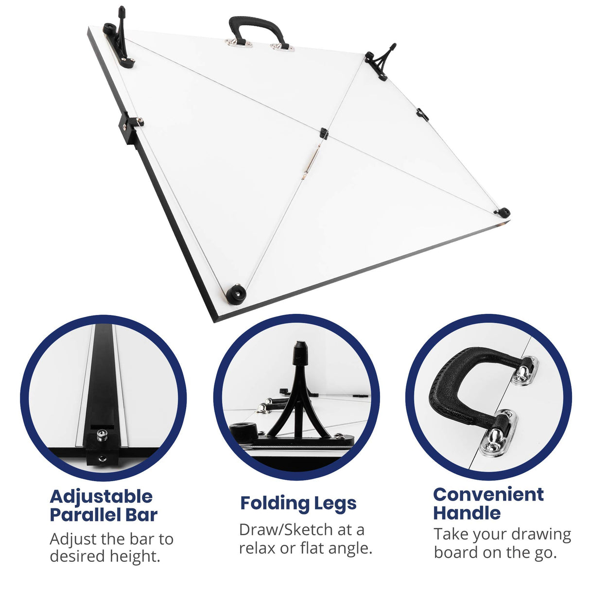Pacific Arc Drafting Board, Portable Drafting Table with Parallel Bar, 20 x 26 Inches Pacific Arc