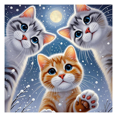 SJUTOUCI Cat Diamond Painting Kits for Adults, Diamond Art Kits for Beginners, DIY 5D Full Drill Diamond Dots Gem Craft Art Home Wall Decor 12x12 inch, Winter