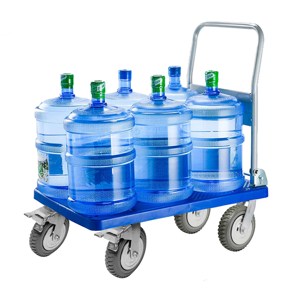 tonchean 8 Inch Caster Wheels Heavy Duty Polyurethane Offroad Casters Set of 4 Swivel Plate Casters with 2 Brake Industrial Locking Wheels, Load Bearing 2314lbs tonchean