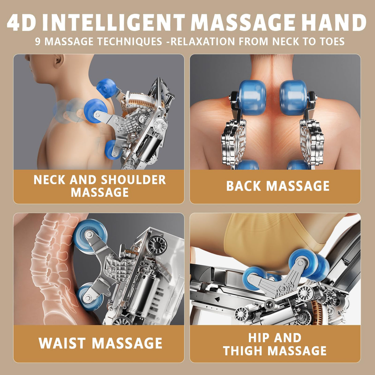 HealthRelife 4D Massage Chair Full Body Zero Gravity Recliner - 55“ SL-Track,15 Auto Modes,11 Massage Technique,40 Airbags Massage,with Yoga Stretch,APP Control,Shiatsu Foot Massage(Coffee) HealthRelife