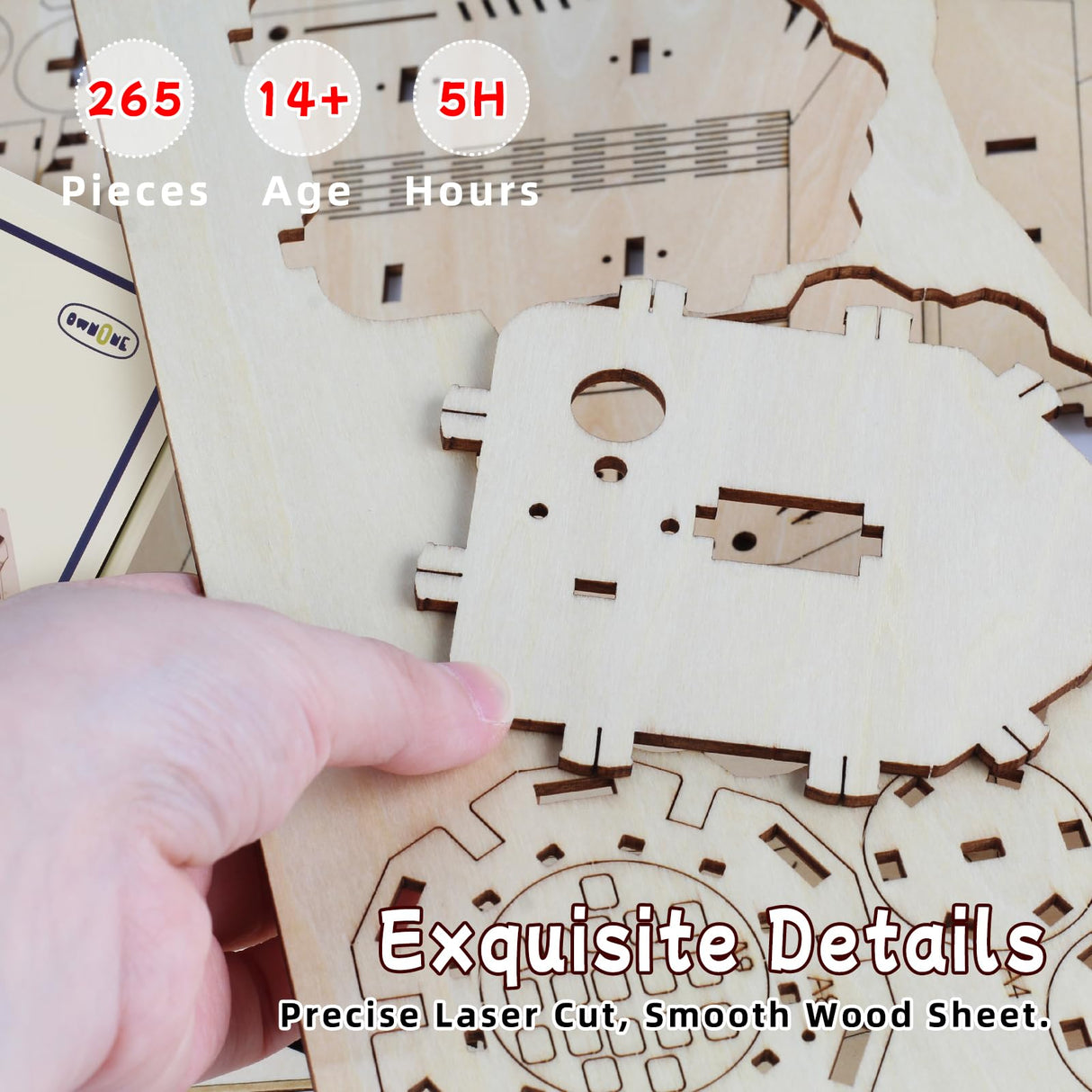 3D Wooden Puzzle Gun for Adults, Rubber Band 3D Gun Puzzle, Electric Gatling Gun Model Building Kit, Wood 3D Puzzle, Hobby Kits for Men, Wooden Building Set for Adults Teens (272 PCS) OWNONE 1