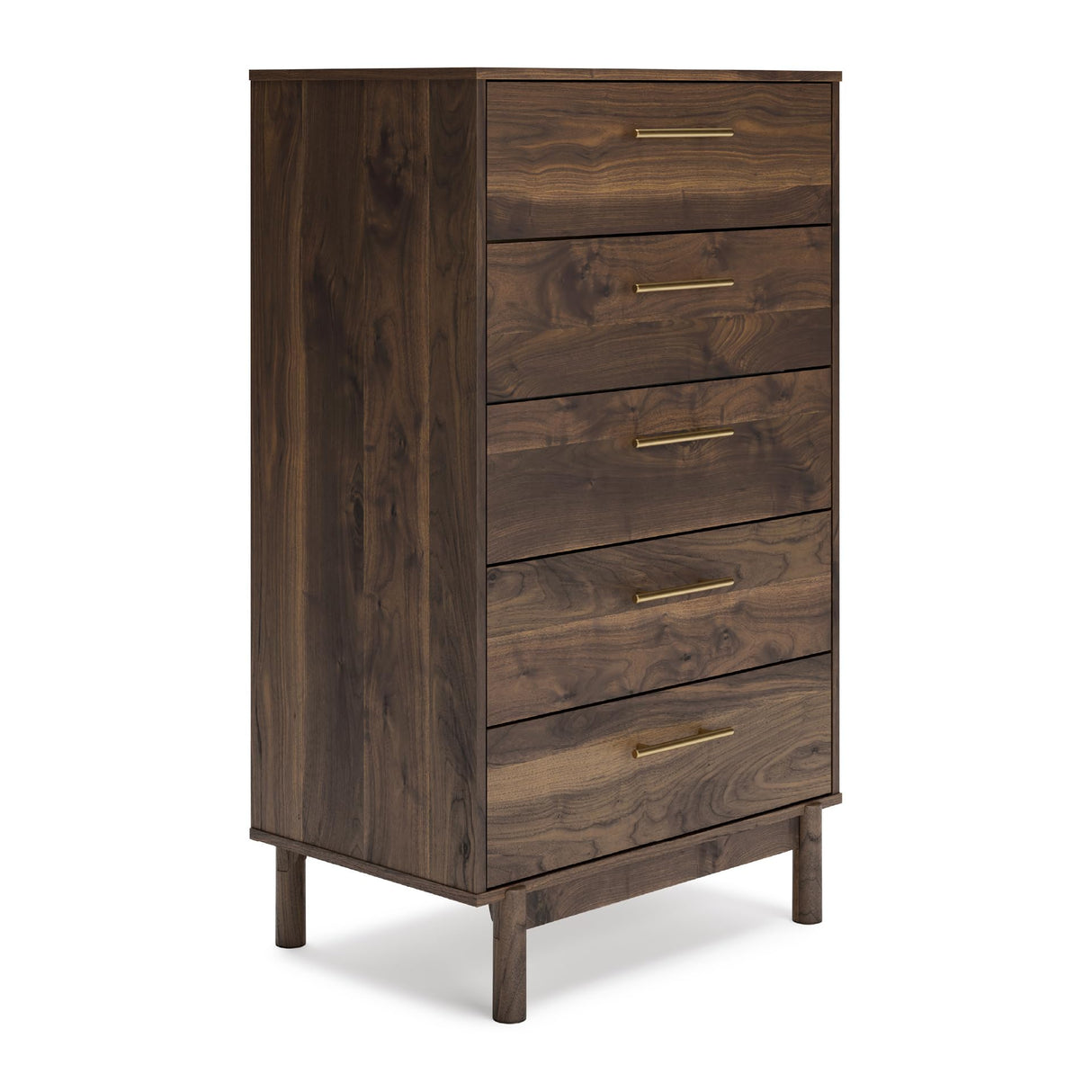 Signature Design by Ashley Calverson Contemporary 5 Drawer Chest of Smooth-Gliding Drawers and Safety Stop, Dark Brown Signature Design by Ashley