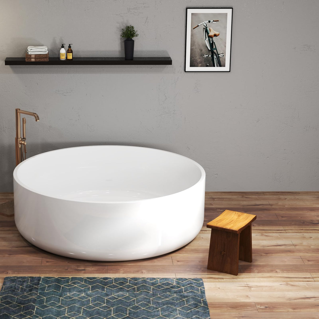 Solid Wood Accent Stool 18" Teak Shower Bench Rustic Garden Seating Chair for Inside Or Gardening Decor Outdoor Furniture RUBAPOSM