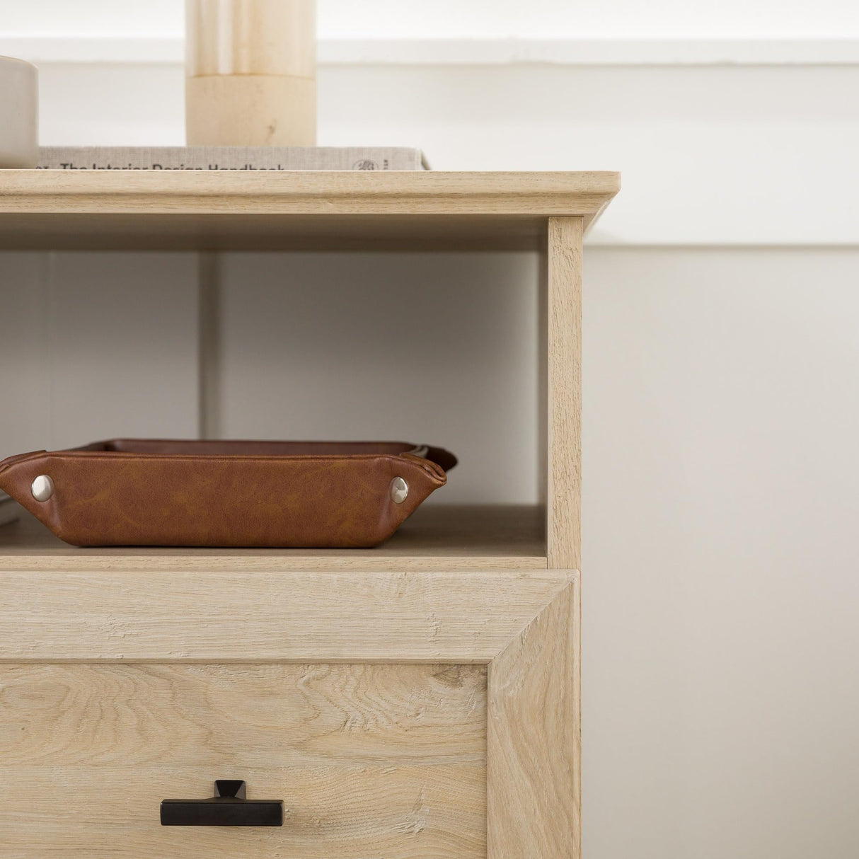 Walker Edison Traditional Classic 2-Drawer Nightstand Bedroom End Side Living Room Storage Small Table, White Oak Walker Edison