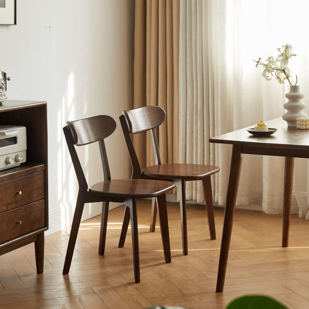 Wayshome 100% Solid Oak Wood Dining Chairs - Kitchen Chairs Set of 1,Study Chair Modern Classic Design for Elevated Living (walnut-1) Wayshome