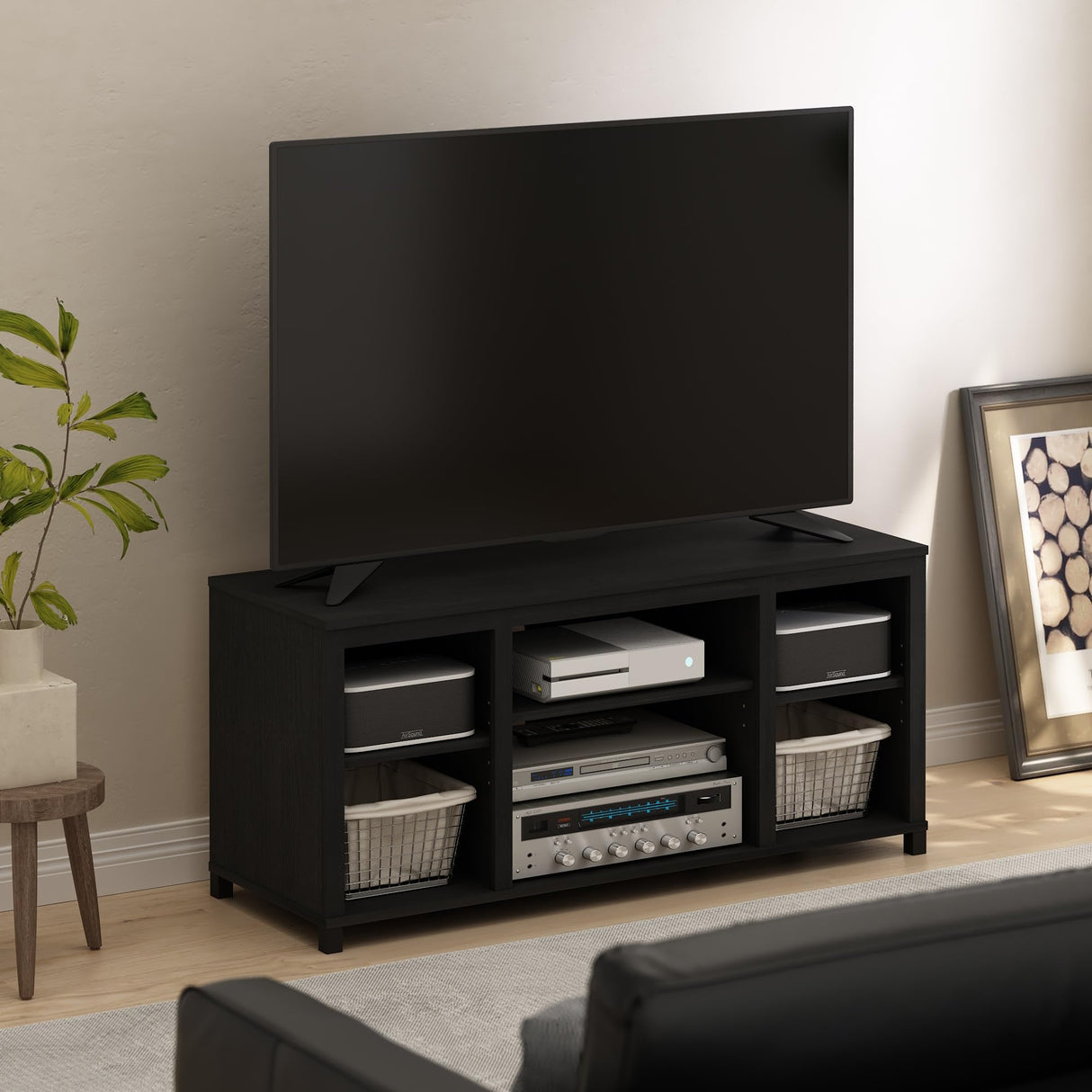 Furinno Classic TV Stand with Shelves for TV up to 55 Inch, Americano Furinno