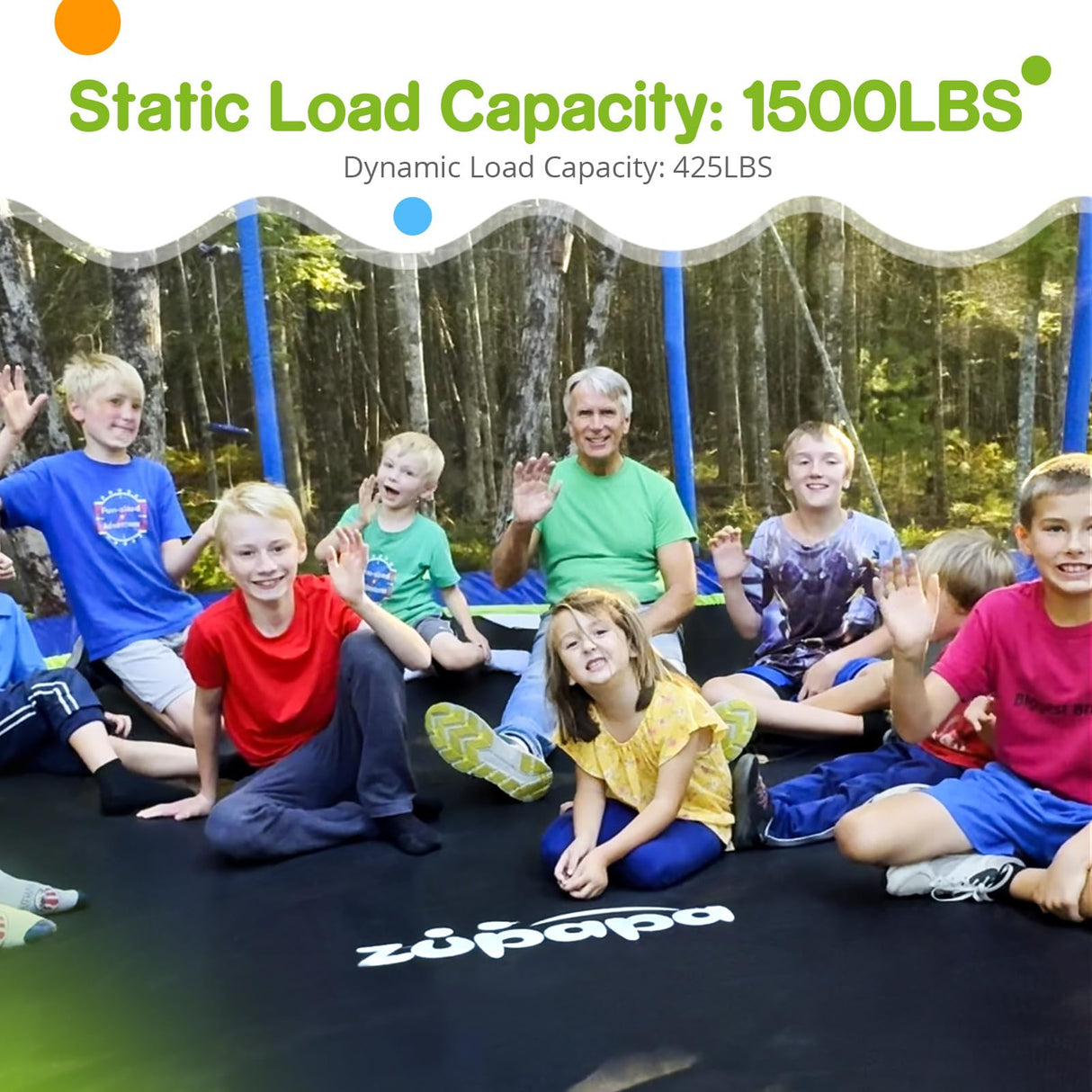 Zupapa Trampolines No-Gap Design 1500 LBS Weight Capacity 16 15 14 12 10 8FT for Kids Children with Safety Enclosure Net Outdoor Backyards Large Recreational Trampoline Zupapa
