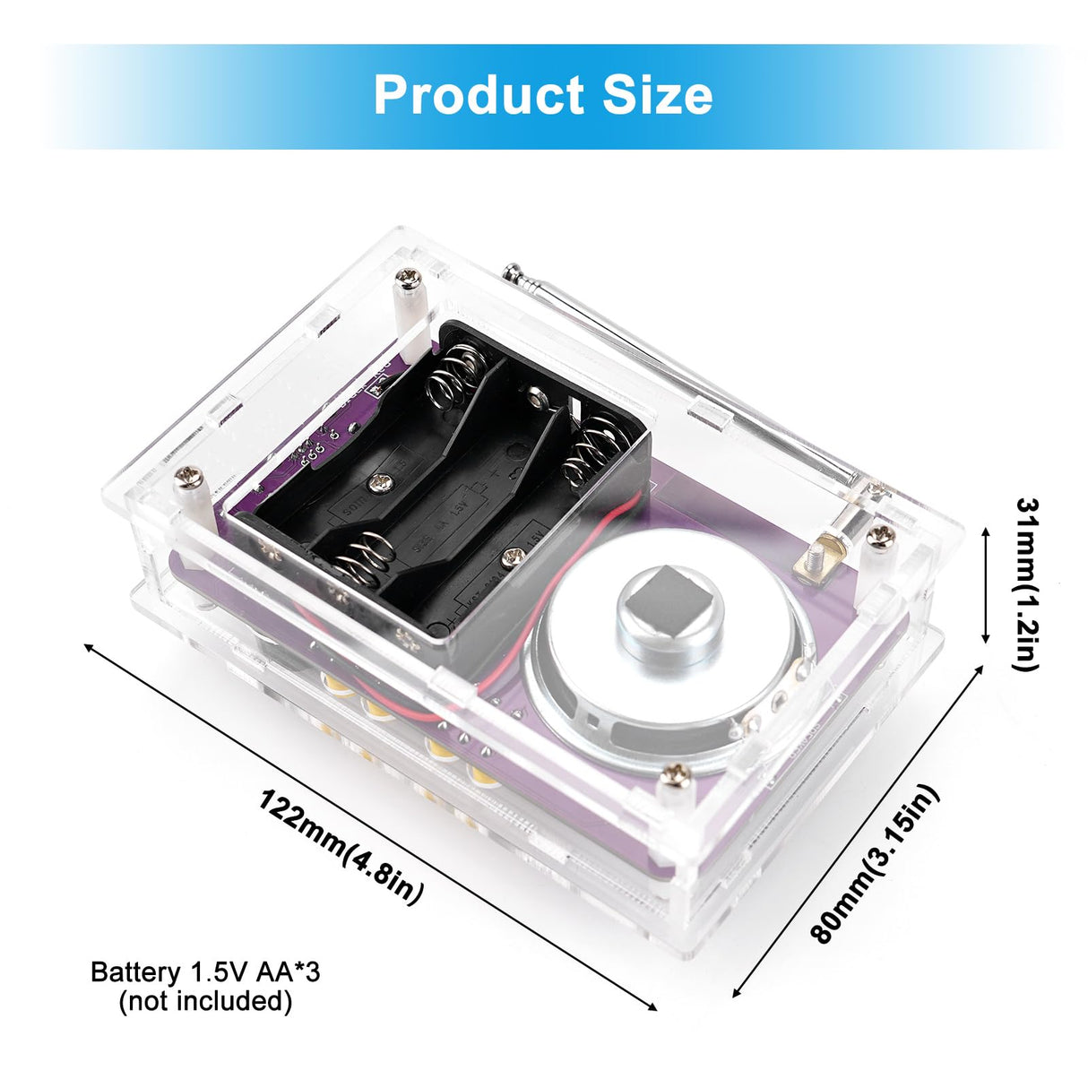 Radio with 2inch Speaker and Acrylic Case, DIY FM Radio Soldering Project, Electronic Soldering Practice Kit for High School STEM Education LEPANDA