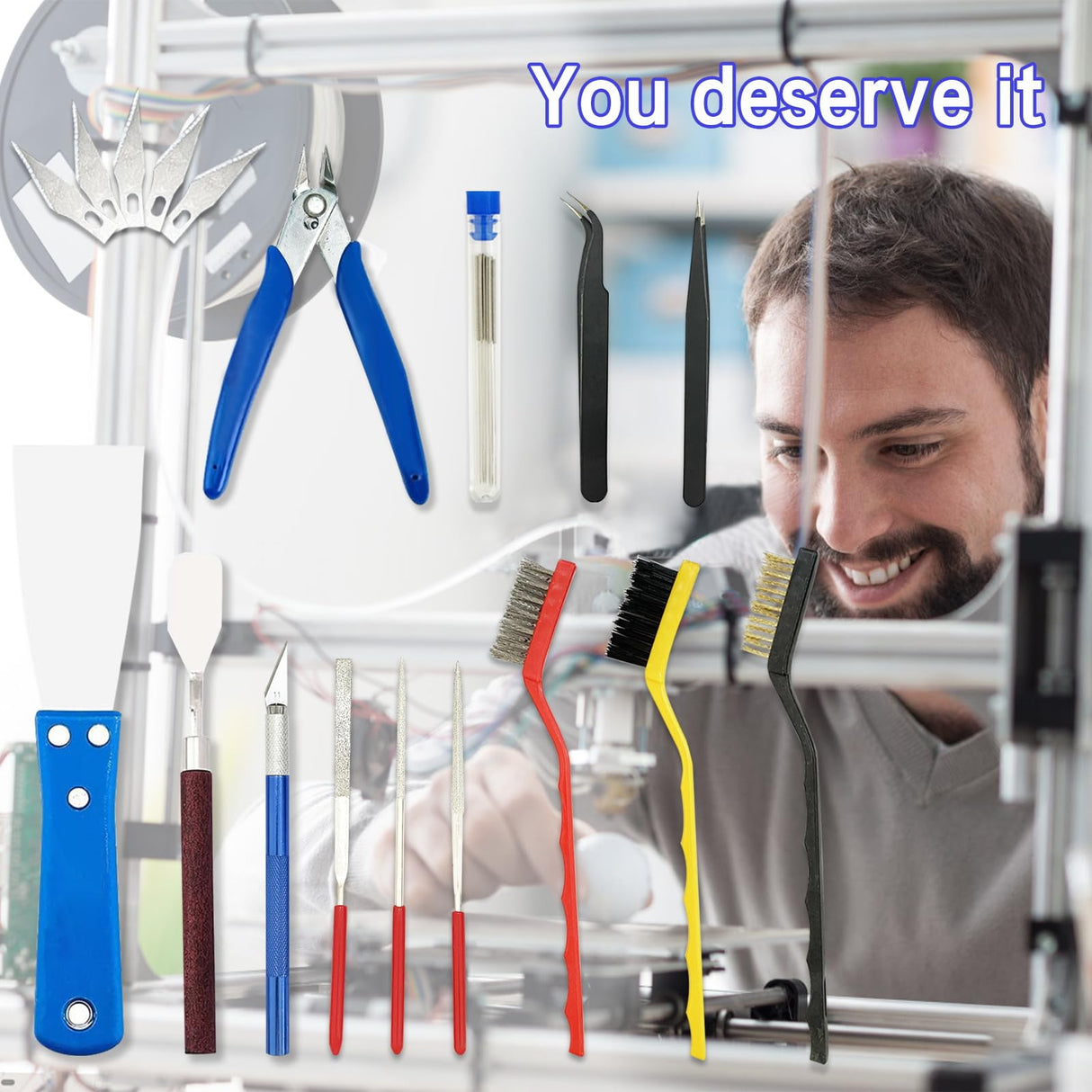 23Pcs 3D Printer Tool Kit 3D Printing Accessories 3D Print Nozzle Cleaning Kit Includes Debur Tool Removal Tool Suitable for Burnishing Cleaning Finishing.3D Print Tool Kit. Kitnish