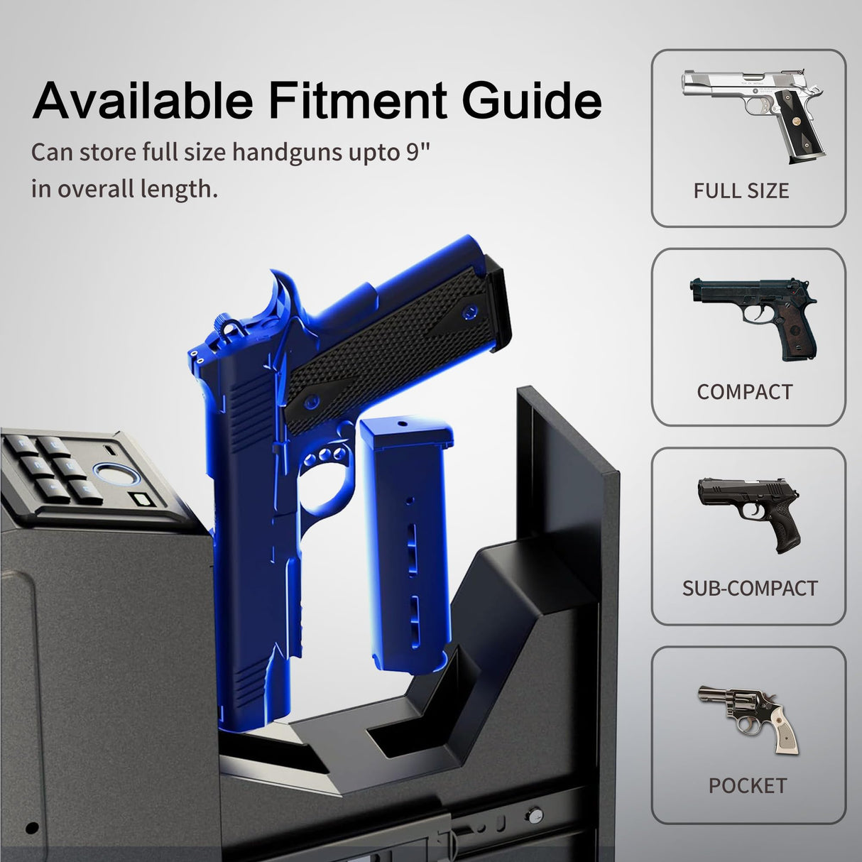 DwlSpce Gun safe, Biometric Gun Safe for Handgun, 4 Ways Quick Access with Fingerprint, PIN Code, Key, APP, Auto Sliding Mounted Bedside Pistol Safe for Car, Truck, Desk, Nightstand, Wall, Dresser DwlSpce