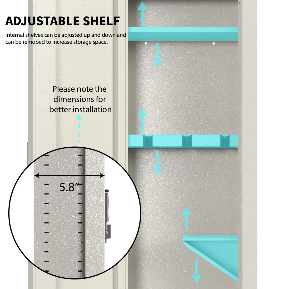 In Wall Safe Between the Studs, 53" Tall Wall Safes, Hidden Gun Safe Recessed Wall Safe Cabinet with Removable Shelf & Digital Keypad, Security Wall Safe for Home Guns Money Valuables TOPKEY