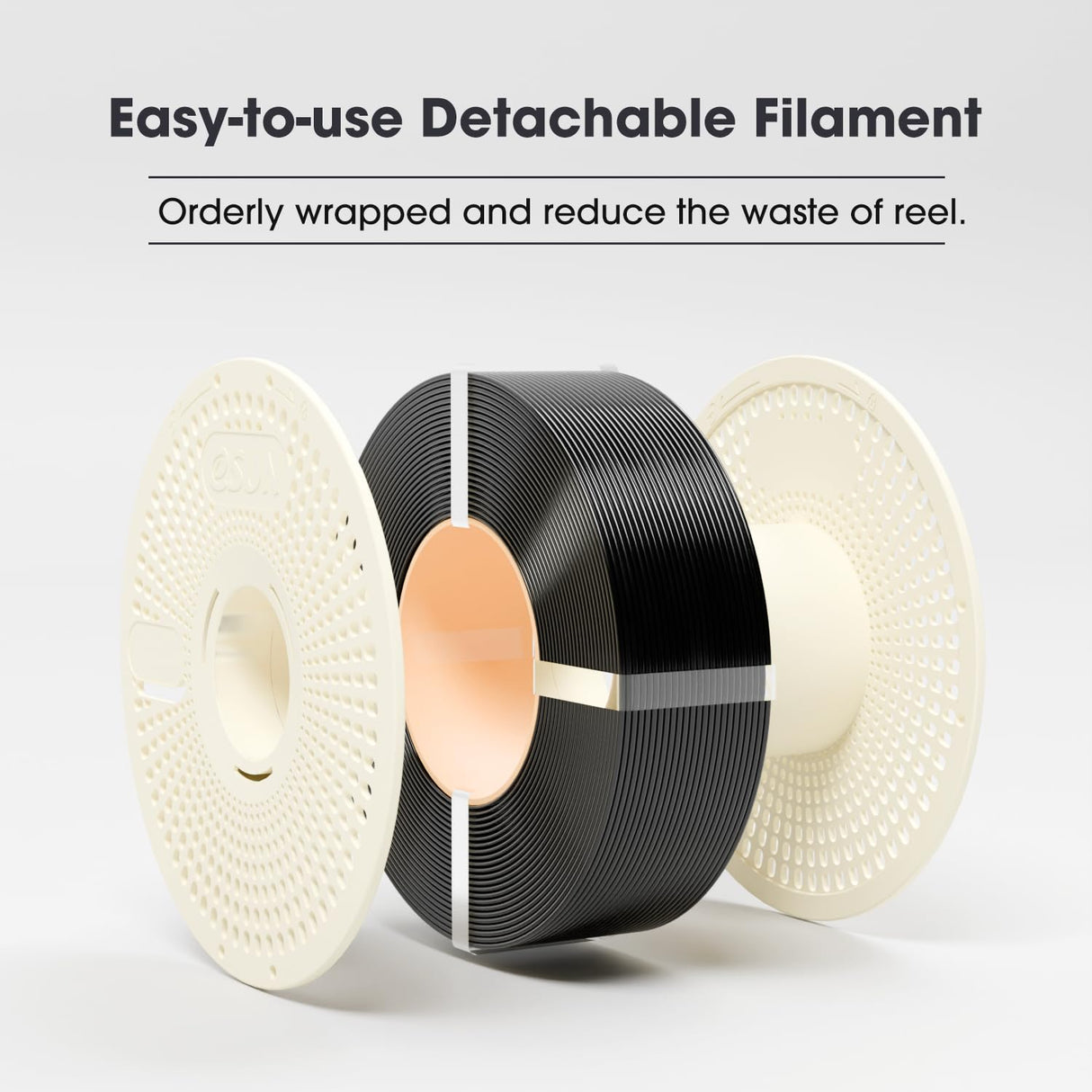 eSUN Basic PLA Refilament 1.75mm and Upgarded eSpool+ Set, Reusable and Removable Filament Spool Replacement with 3D Printer Refill Basic PLA, 1KG Spoolless 3D Printing Filament, White eSUN