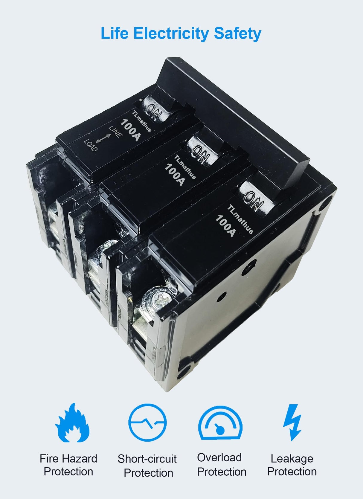 Q3100 100-Amp Three Pole Type QP Circuit Breaker Plug-in Mount Standard MCB Thermal Magnetic Protection, 10KA 120/240V, Compatible with Siemens PL and ES Series Load Centers(3P 100A) TLmathus