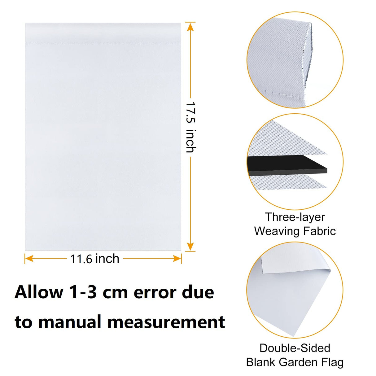 KUUQA 6Pcs Blank Garden Flags, 11.6Inch x 17.5Inch Double Sided Garden Flags White Outdoor Yard Flags for Patio Garden Yard Outdoor Home Decorations KUUQA