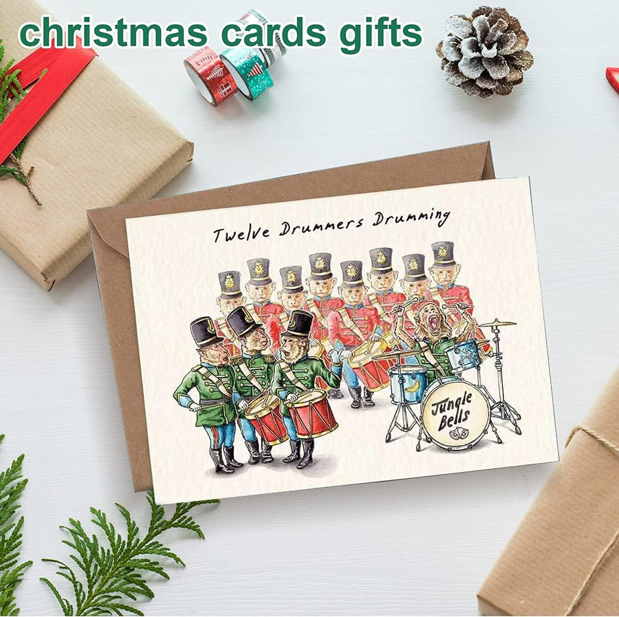 SWAGGIFT Twelve Days of Christmas Card Set,12 Pcs Quirky Funny Christmas Cards Card with Your Custom Message and Envelopes, Christmas Countdown Gift Card Set SWAGGIFT