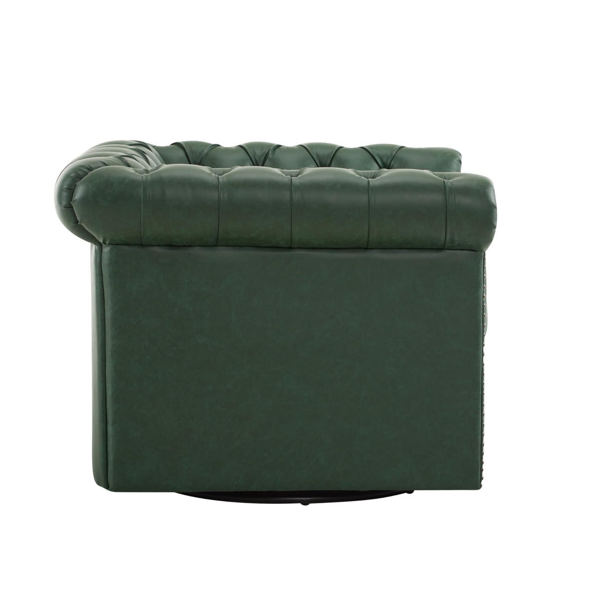 Christopher Knight Home Oakley Chesterfield Faux Leather Upholstered Club Chair,Button-Tufted 360° Swivel Chair,Scrolled Arm Living Room Sofa Chair, No Assembly Required Furniture, Green Christopher Knight Home