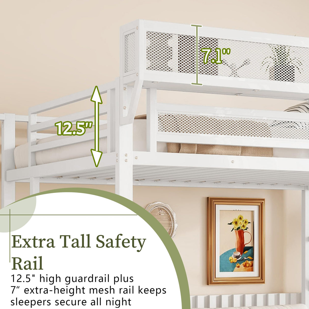 Mirightone Twin Size Loft Bed with Stairs and Storage, Metal Loft Bed Frame with A Shelf and Large Under-Bed Space, Heavy-Duty Loft Beds for Kids Boys Girls Teens, White Mirightone
