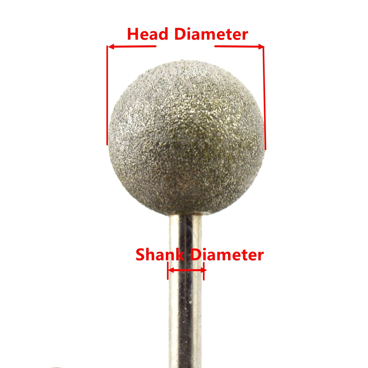 JINGLING 25mm 1 inch Spherical Head Diamond Grinding Bits Round Ball Bit Sphere Rotary Burr Grit 80 Stone Carving Tools 1/4" Shaft Attachment for Bosch, DeWalt, Makita JINGLING