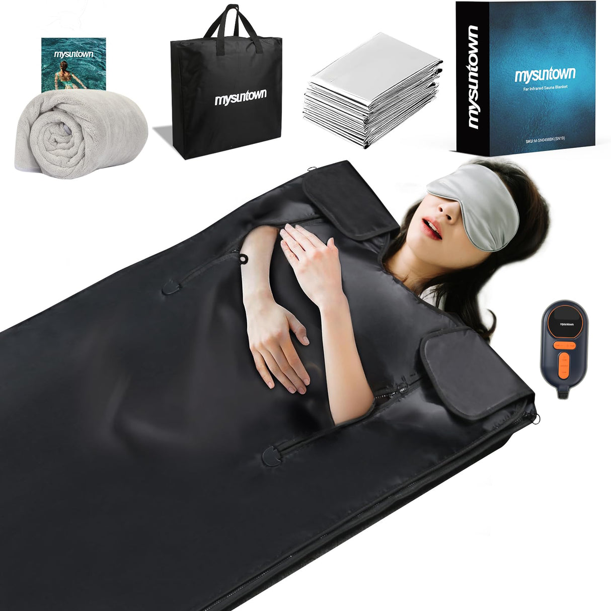 Infrared Sauna Blanket,Portable Sauna Blanket at Home for Body Health and Detoxification,Sauna Blanket for Home Use with Red Light Therapy, Low EMF , 86-176℉, 20-60 Minutes Timer, 5.9ft x 2.62ft mysuntown