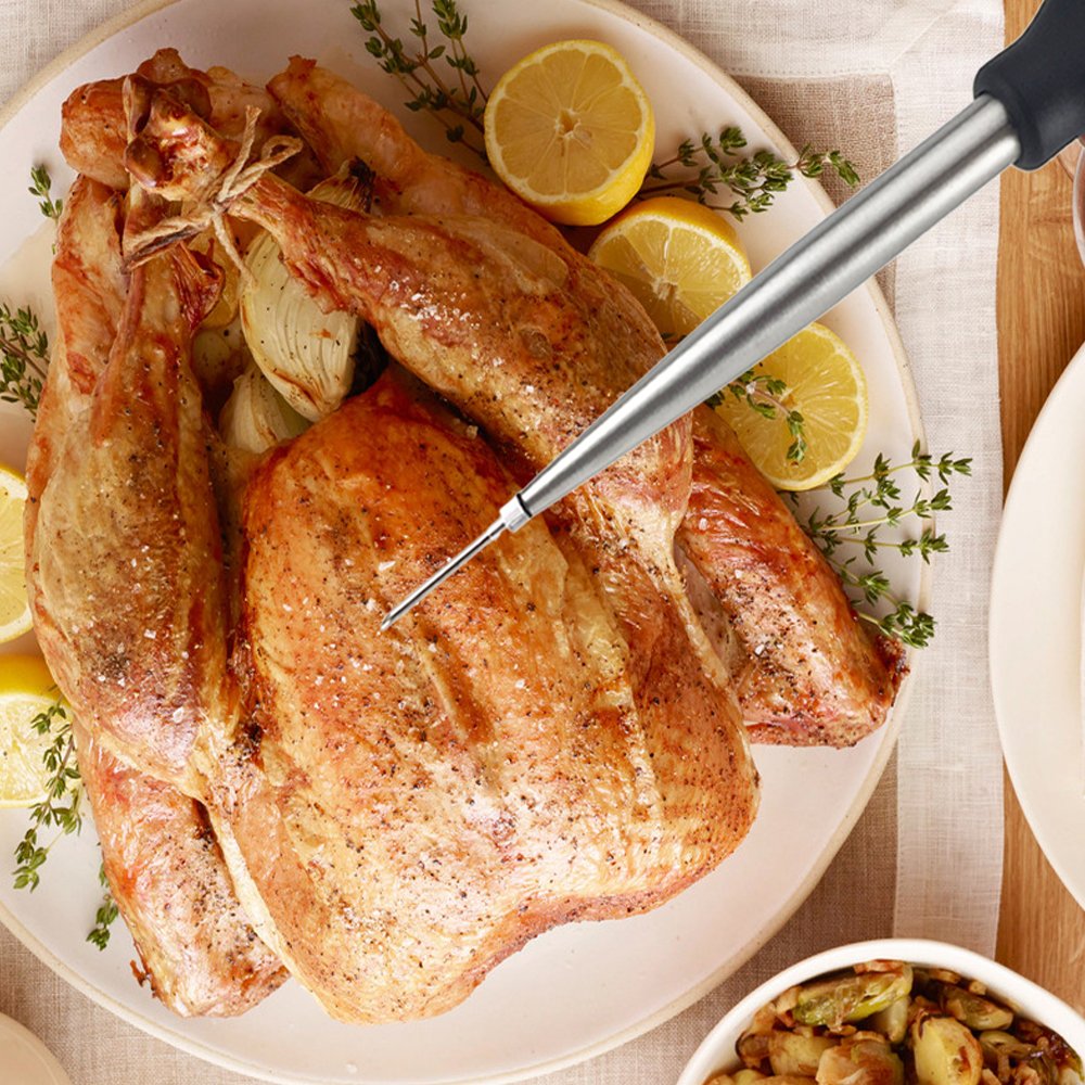 Stainless Steel Turkey Baster Food Grade High Temperature Resistant Silicone Oil Injector Marinades Ball Syringe Needle and Brush Easy to Clean Roca