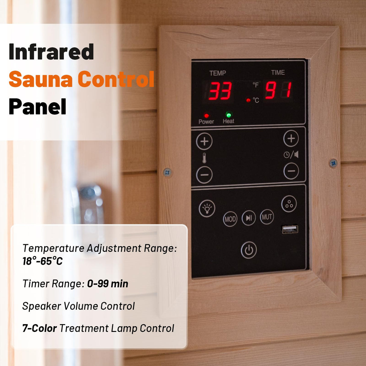 Exquimac Infrared Sauna Indoor, 1 Person Hemlock Wooden Home Sauna, Dry Sauna for Home Spa Room 1350W, Time Temp Pre-Set Sauna Room, w/7 Heating Panels Mini Personal Far Infrared Saunas for Home Exquimac