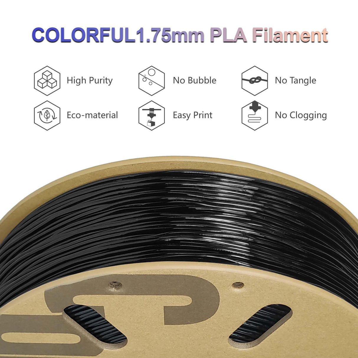 COLORFUL TPU Filament 1.75mm Black, 85A Soft 3D Printer Filament, Flexible TPU 3D Printing Filament, Dimensional Accuracy +/- 0.05 mm, 1kg Spool (2.2LB),Black colorful