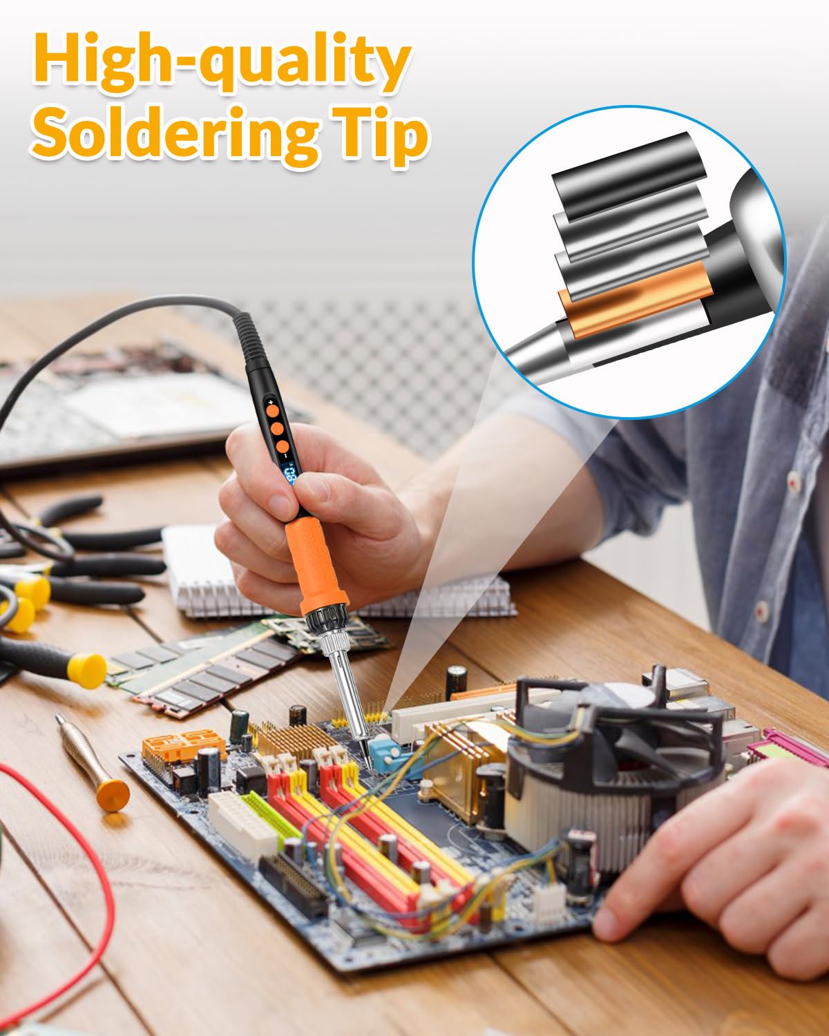 Soldering Iron Kit, 100W High Power Soldering Iron, Fast Heating, Digital Display Temperature Control Accurate 356°F-896°F, Portable Soldering Kit with Protective Cap, Automatic Sleep Mode Aucanla