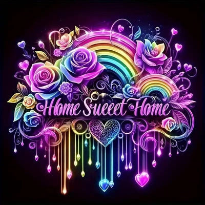 Rainbow Rose Diamond Painting Kits for Adults Beginners, Diamond Art Kit for Sweet Home,DIY Full Round Drill Diamond Dot Gem Art Kits for Adults Home Wall Decor 13.8 x 13.8 inch