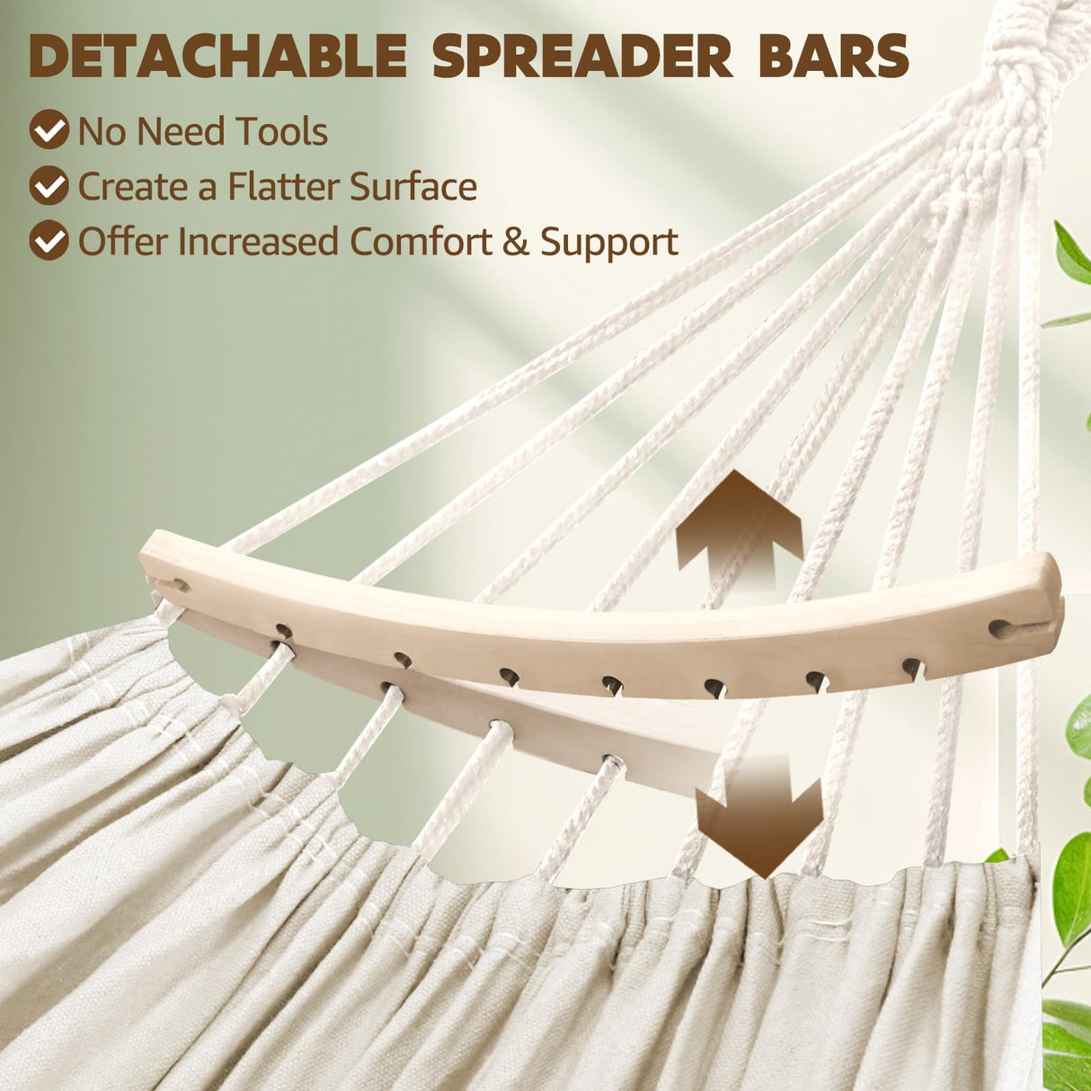 Chihee Cotton Hammock Large Soft Breathable Camping Hammock Holds Up to 660lbs Portable Tree Hammocks with Detachable Spreader Bar Pillow 2 Strong Webbings 2 Carabiners Patio Garden Indoor Outdoor Chihee