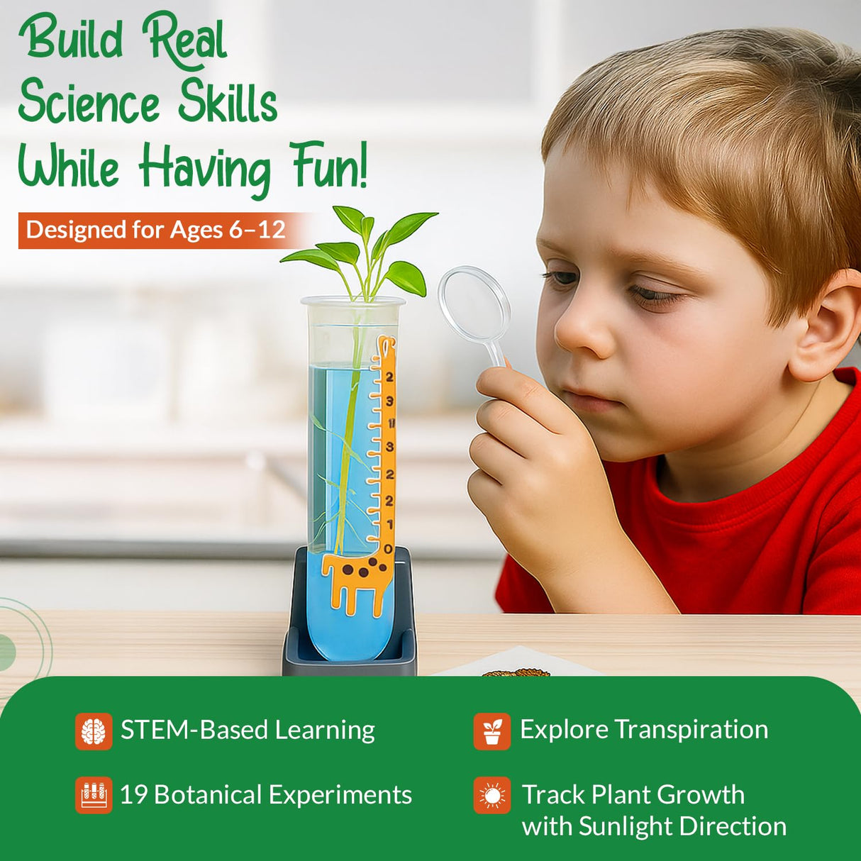 STEM Plant Growing Kit for Kids Ages 8–12 | 19 Hands-On Science Experiments | Learn Transpiration, Hydroponics & More | Grow with Seeds from Your Kitchen | Perfect for School & Home Projects Wellegance Twigs