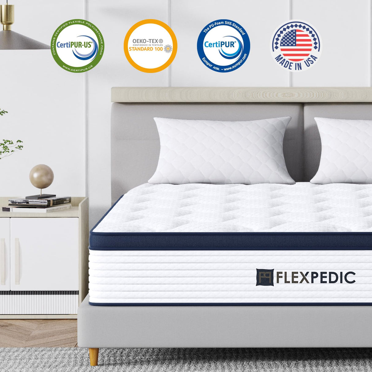 FLEXPEDIC 10" Twin Mattress, Memory Foam Hybrid Mattress with Space Cotton for Tight Sleep, Medium-Firm Cooling Mattress with Stronger Support, Motion Isolation &Pressure Relieving FLEXPEDIC