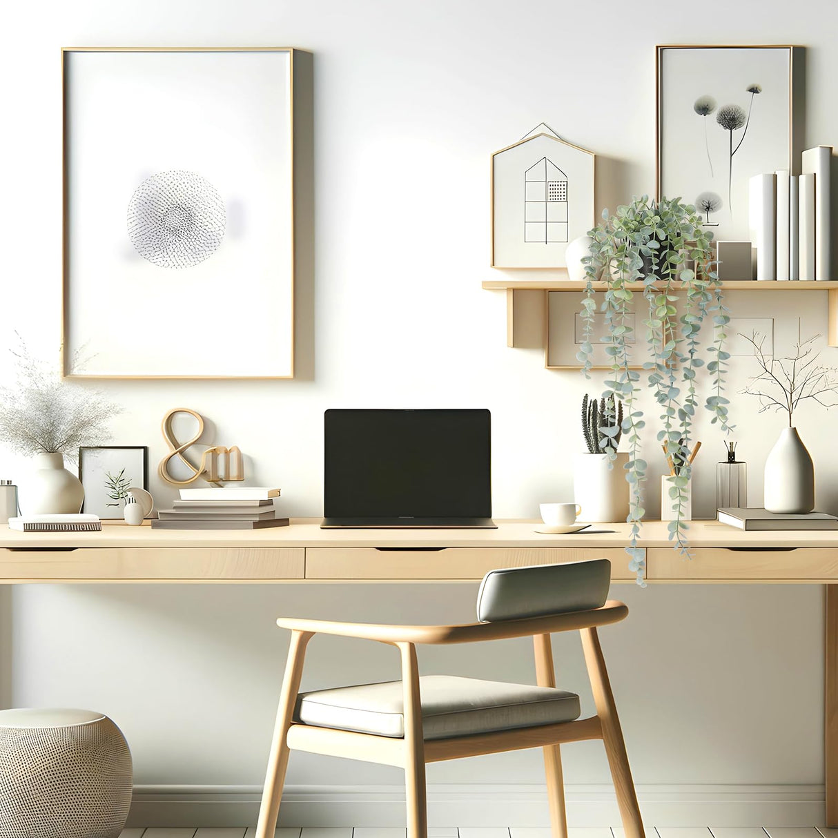 COCOBOO 1pcs Artificial Hanging Plants, Fake Potted Eucalyptus Faux Hanging Plant for Wall Room Home Indoor Outdoor Shelf Decor COCOBOO