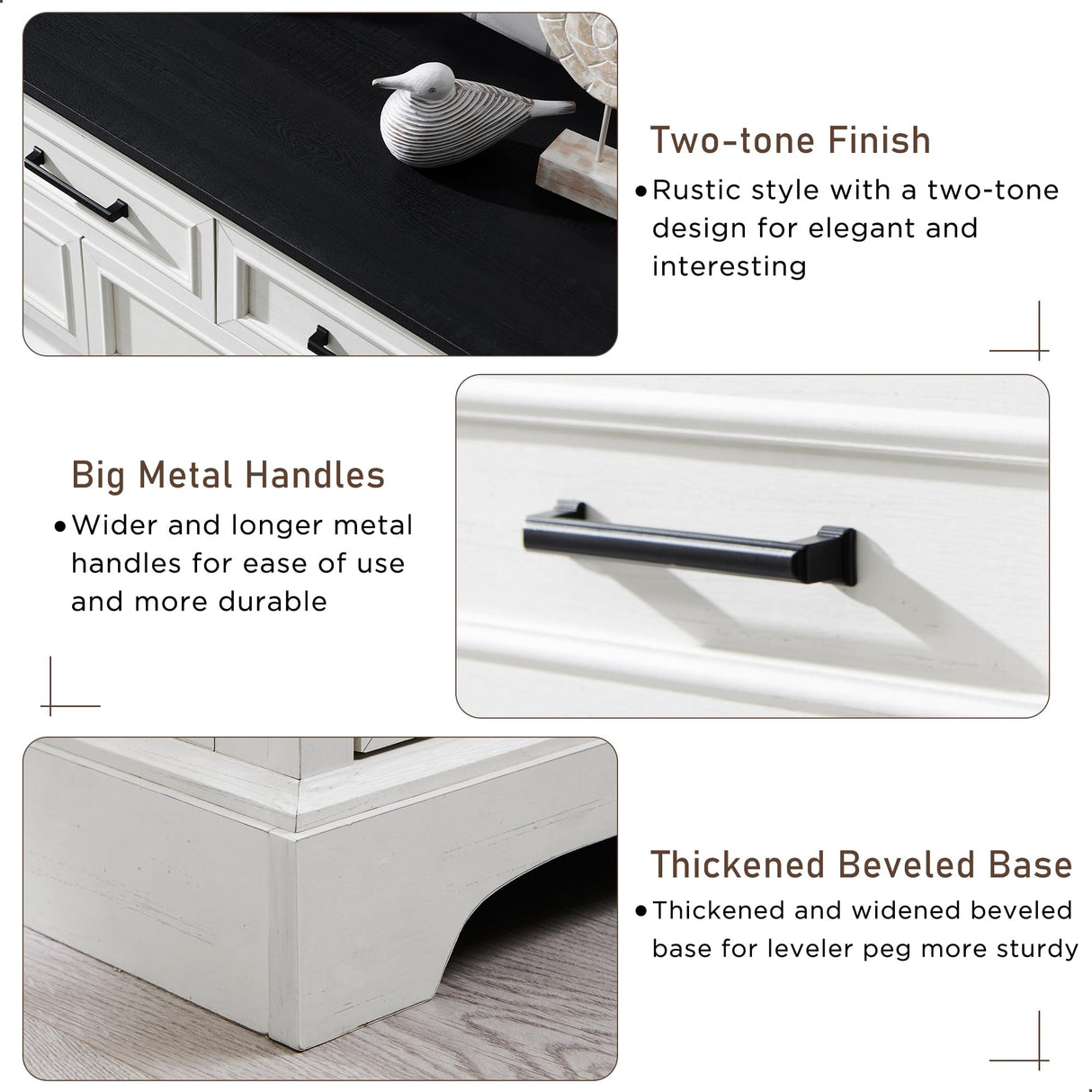 ACCOHOHO 7 Drawer Dresser, 52" Farmhouse Chest of Drawers for Bedroom, Wide Dresser TV Stand with Large Metal Handle, Modern Wood Drawer Organizer for Living Room, Hallway, Closet - White ACCOHOHO