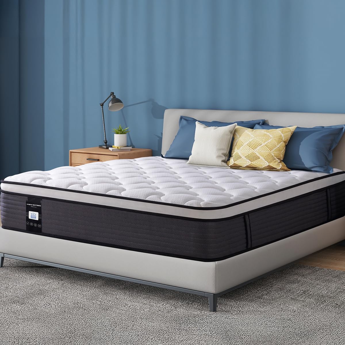 14 Inch Twin Mattress, Memory Foam Hybrid Mattress, Motion Isolation Pocket Spring Mattress in a Box, Medium Firm for Pressure Relief, Breathable Pillow Top, CertiPUR-US Certified Marine Moon