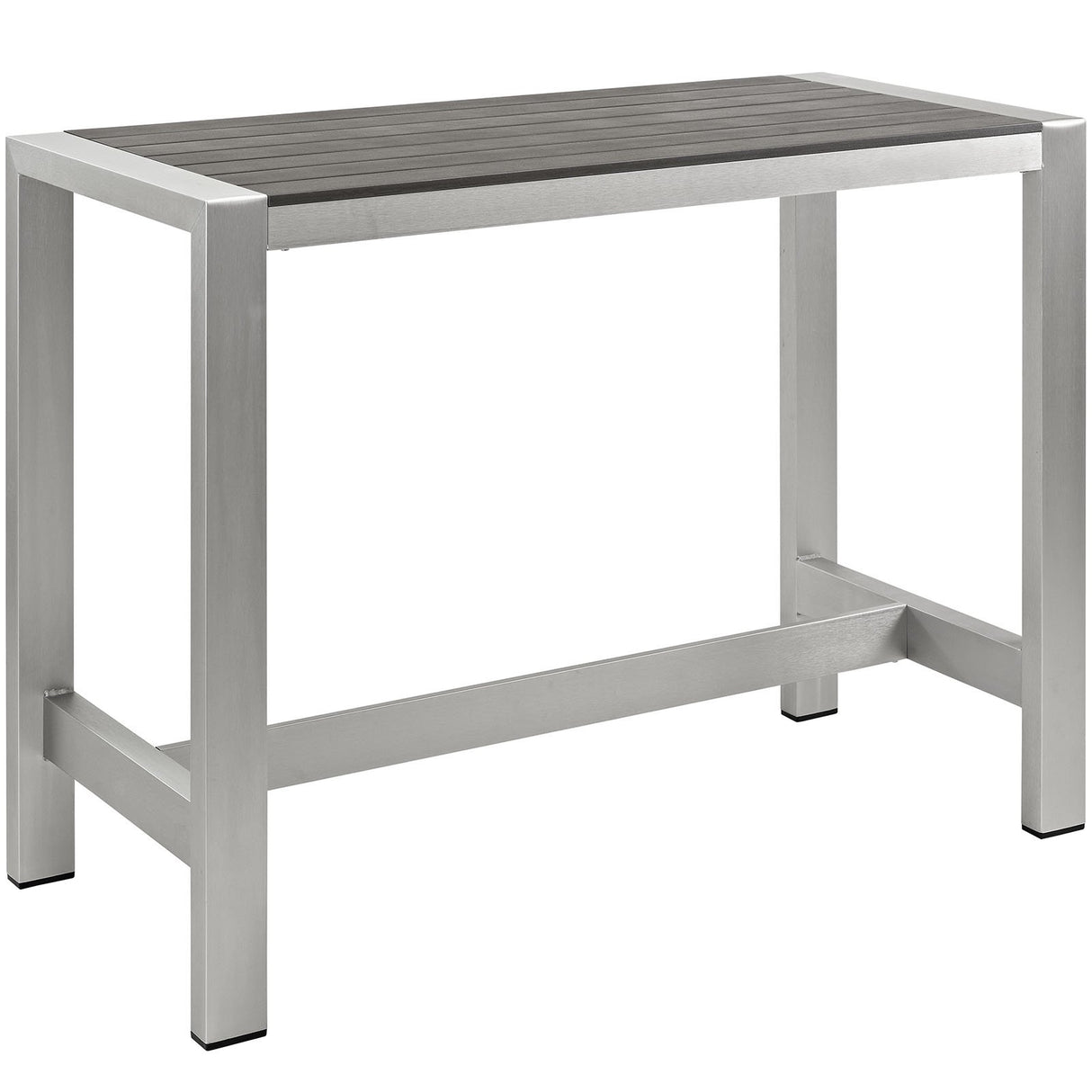 Modway Shore Aluminum Outdoor Patio 60" Rectangle Bar Table in Silver Gray Modway